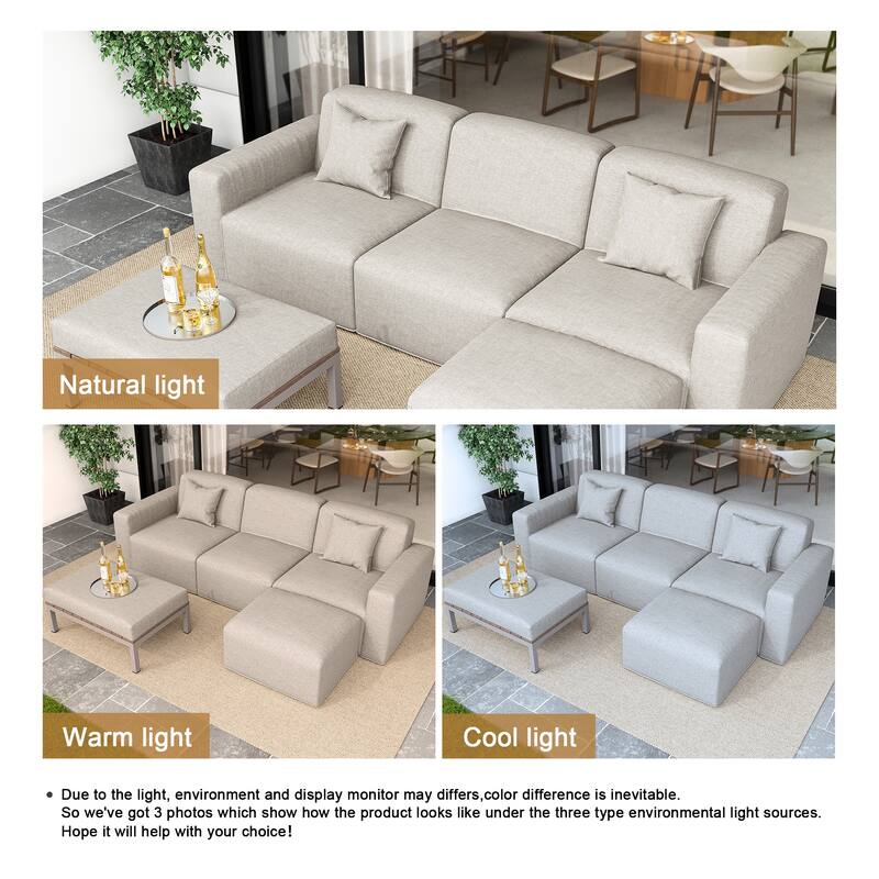 5-Piece Modular Sets Sectional Sofa Set Patio Conversation Sets