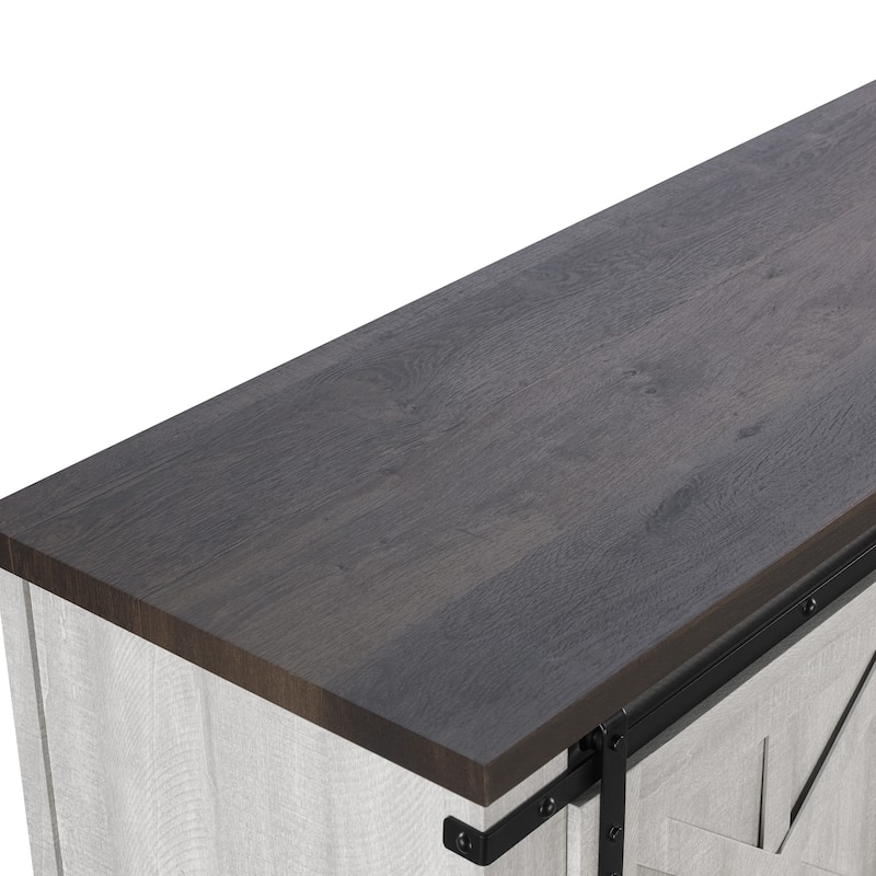 58" Farmhouse Sliding Barn Door TV Stand - Fits TVs up to 65" - 58" in Width