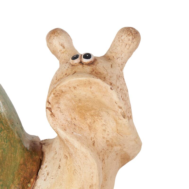 Cream Magnesium Oxide Decorative Garden Sculpture with Green Accents