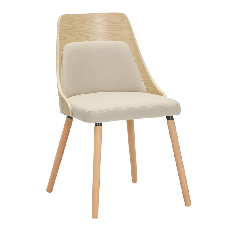 Carson Carrington Vallemala Mid-Century Chair with Tapered Wood Legs - Set of 2 - Cream Fabric/Natural Wood