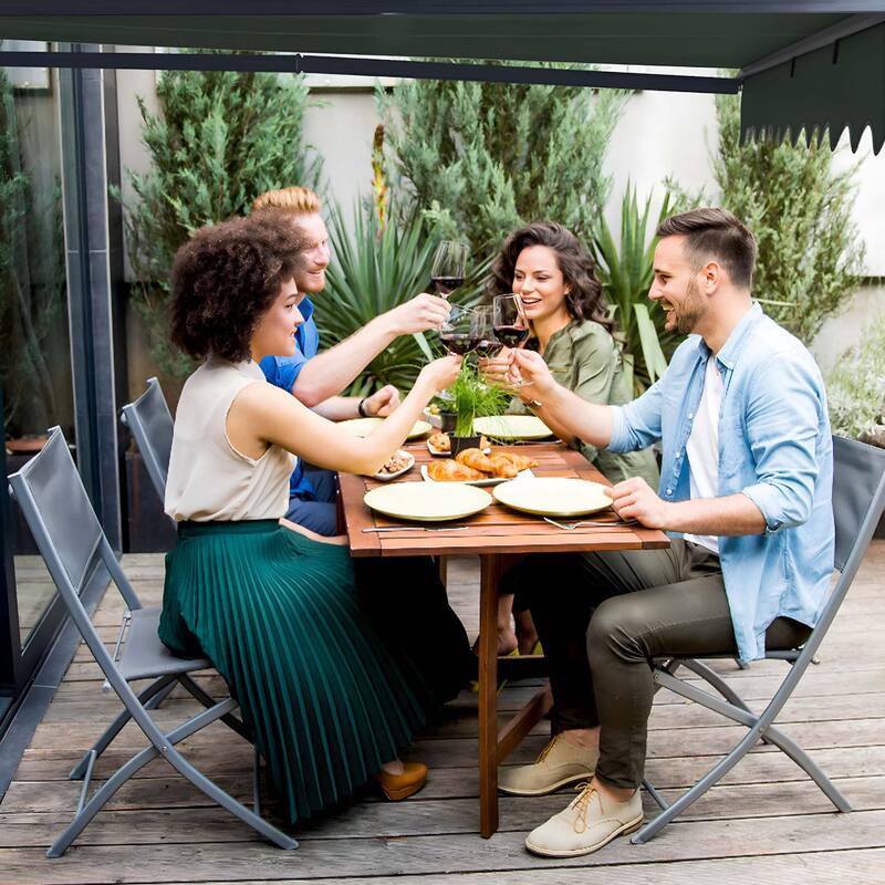 ALEKO Moroccan Semi-Cassette Motorized Patio Awning - Forest Green - 13 x 10 Feet