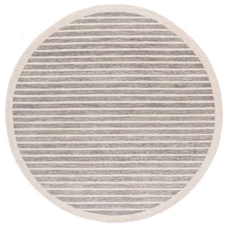 SAFAVIEH Handmade Ebony Sawako Wool Rug - Grey/Ivory - 6' Round
