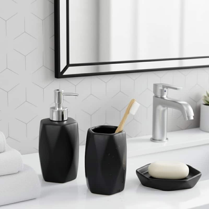 Diamond Bath Set Accessories White or Black