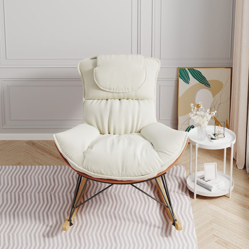 Balcony Leisure Single Rocking Sofa Chair with Detachable & Washable Seat Cushion