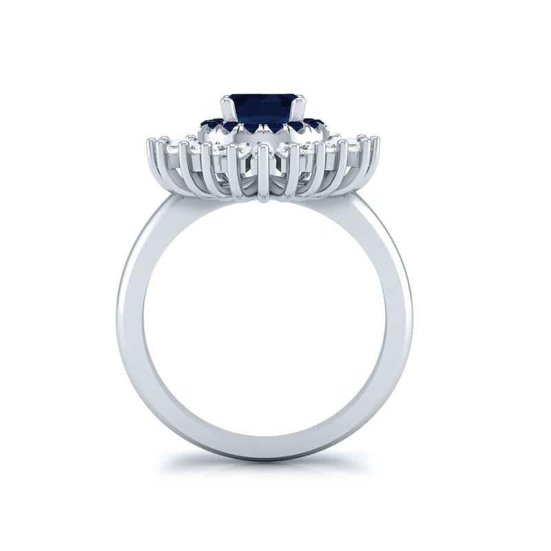 Auriya 14k Gold 1 3/8ct Blue Sapphire and Diamond Ballerina Engagement Ring 5/8ctw (G-H, VS1-VS2)