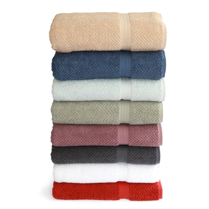 Authentic Hotel and Spa Herringbone Weave Turkish Cotton 4-piece Towel Set with Bath Sheet