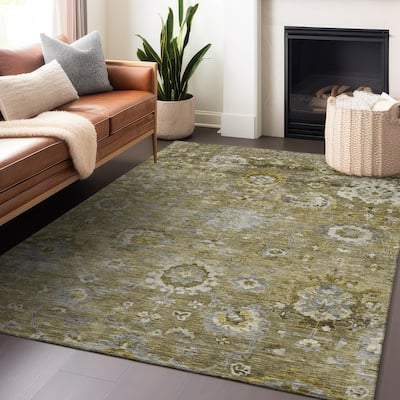 Machine Washable Indoor/ Outdoor Vintage Traditional Chantille Rug