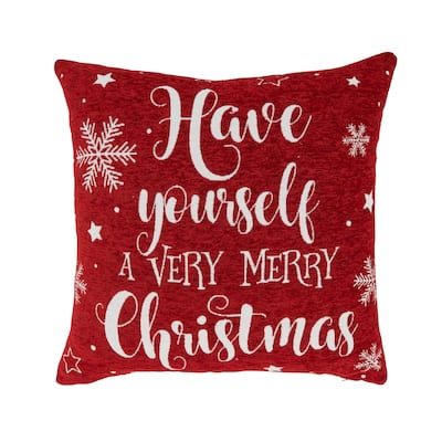 Festive Delight Chenille Jacquard Holiday Throw Pillow