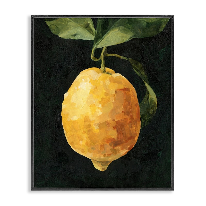 Stupell Abstract Yellow Lemon on Vine Pop over Black Framed Wall Art