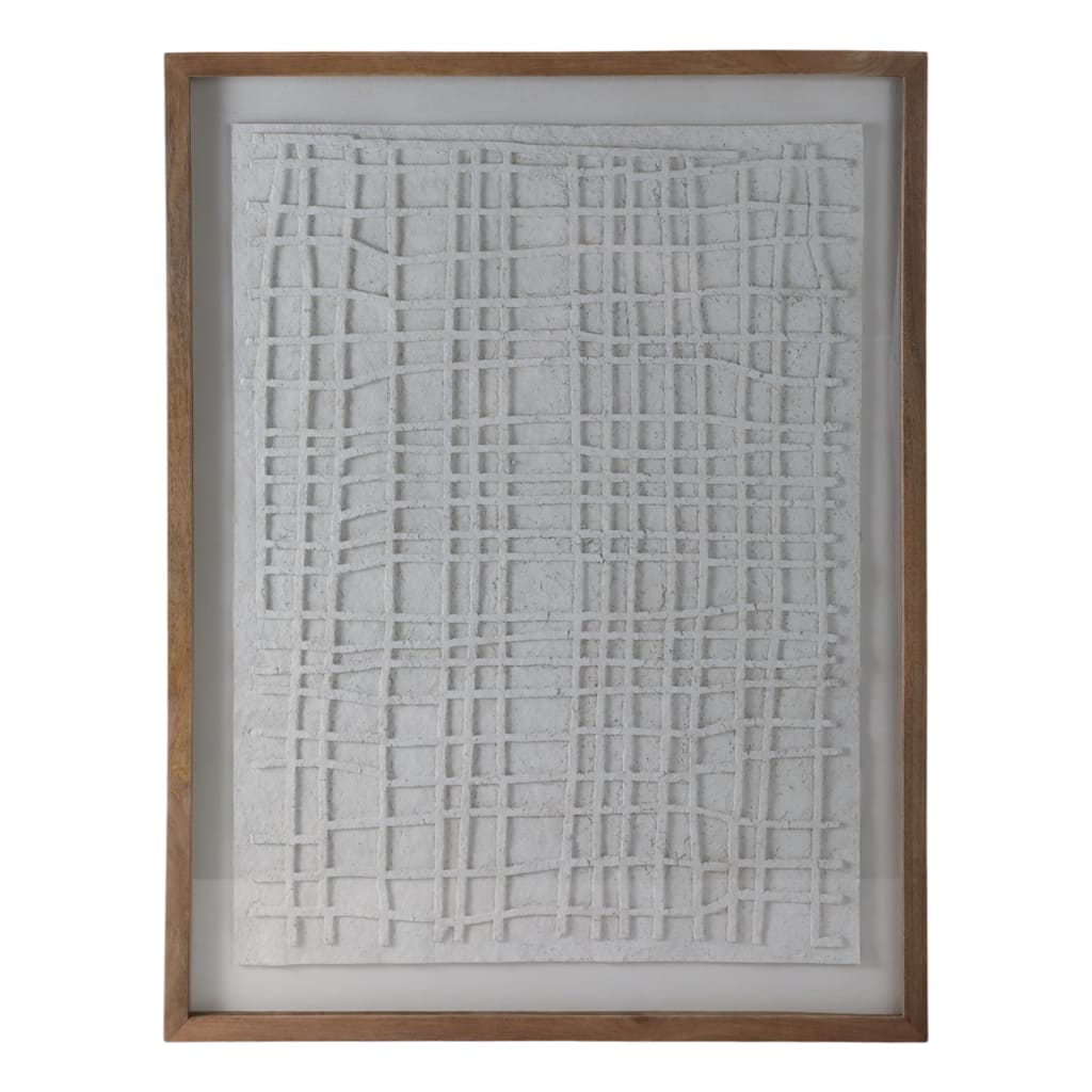 Wood Fabric Framed Wall Art Abstract Texture Design Finish - 48" Ivory