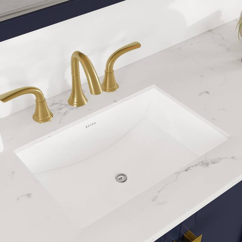 Aberdeen 84"W Blue DS Bath Vanity with Carrara Quartz Top