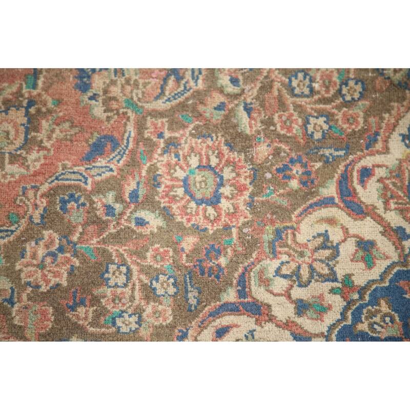Hand Knotted Oriental 100% Wool Carpet Traditional Floral Pink Mashad Area Rug - 12' 5'' X 9' 4''