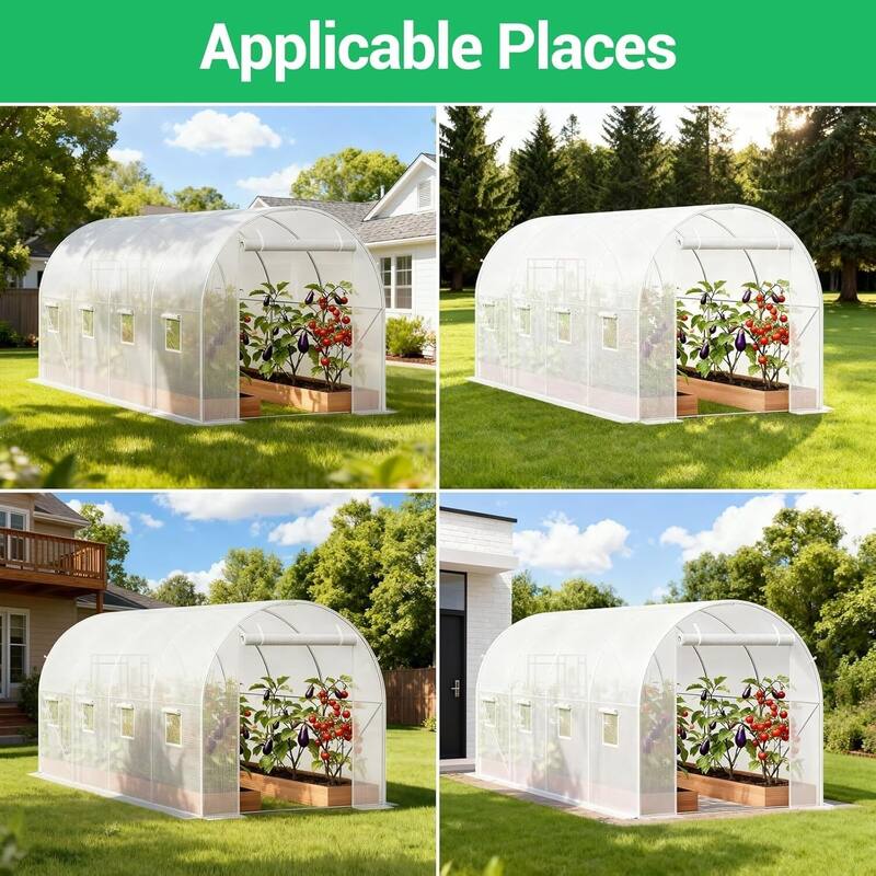 15x6.3x6.4 ft Outdoor Large Walk-in Tunnel Greenhouse with 8 Screen Windows