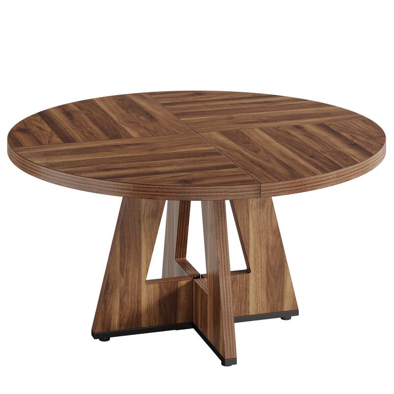 47" Round Farmhouse Dining Table - Rustic Brown Wood