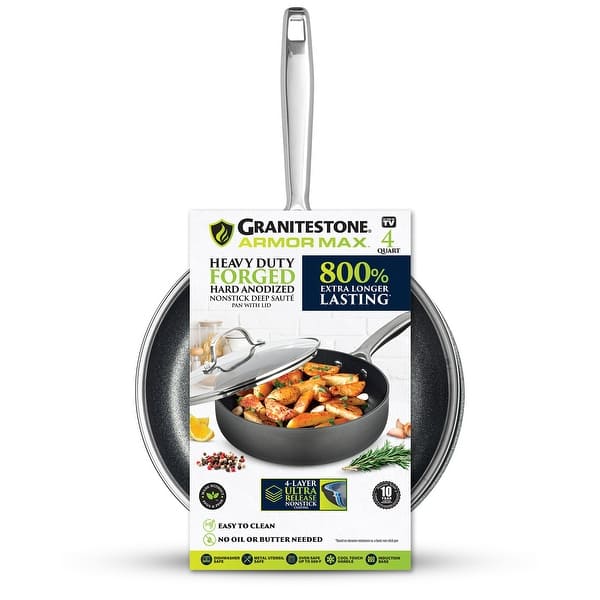 slide 2 of 6, Granitestone Armor Max 4 Qt Deep Saute Pan with Lid