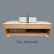 preview thumbnail 5 of 26, 48" Modern Floading Single Bathroom Vanities, Solid Wood, Glossy Stone Vessel, Brown &Light Wood - 47.6" x 19.7