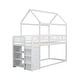preview thumbnail 8 of 21, Charming Twin over Twin House Bunk Bed with Roof, Shelves, and Drawers, Sturdy Pine Wood Construction, Space-Saving for Kids