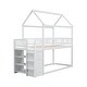 preview thumbnail 6 of 7, White Twin Wood House Bunk Bed with Shelves & Drawers