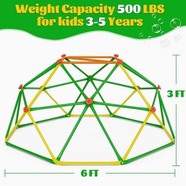 dimension image slide 0 of 2, 6FT Geometric Climbing Dome Climber Playground for Kids 3-10, Climbing Toys for Kids - N/A