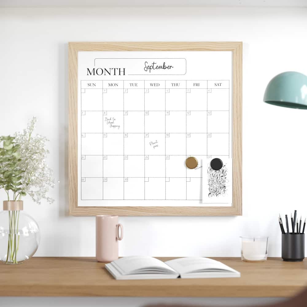 Martha Stewart Dry Erase Magnetic Monthly Calendar and with Woodgrain Frame
