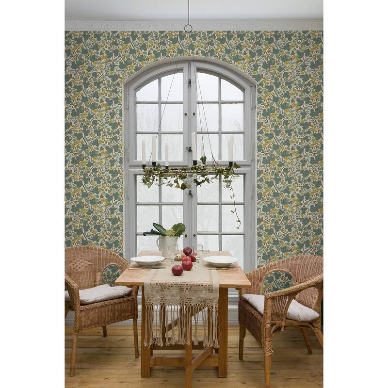 A-Street Prints Ewald Turquoise Garden Vines Wallpaper