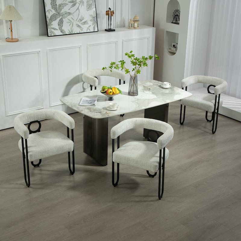 Contemporary Chenille Fabric Upholstered Accent/Dining Chair/Barrel Side Chairs Kitchen Armchair for Living Room set of 1