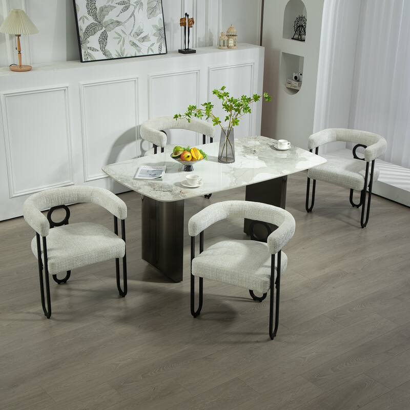 Fabric Upholstered Kitchen Side Dining Chair with Cushion, Backrest, Non Slip Feet for Dining Room Kitchen Living Room Bedroom