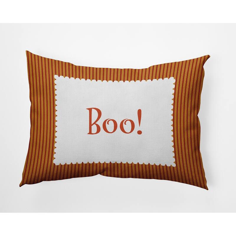 Halloween Boo Ticking Accent Pillow - Dark Red - 14" x 20"