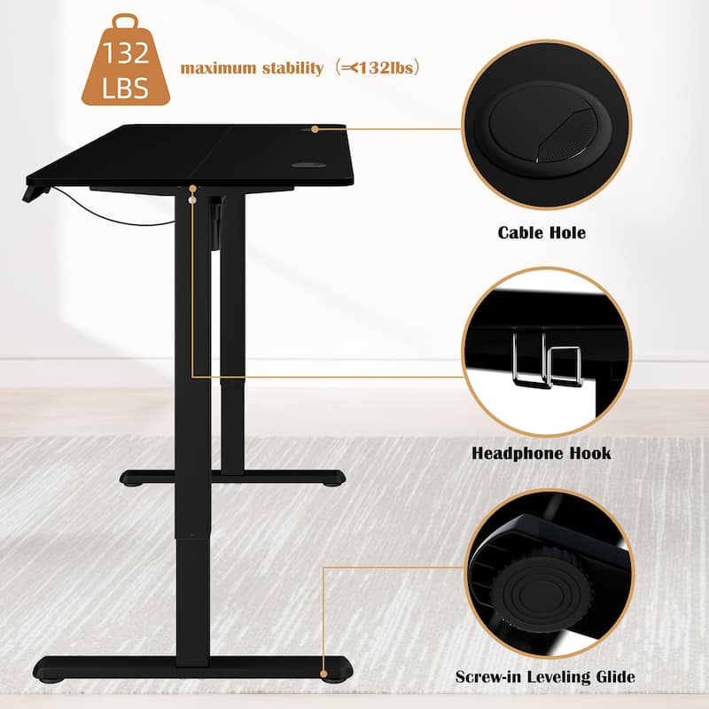 Electric Standing Desk, Height Adjustable Desk with Memory Preset and LED Display