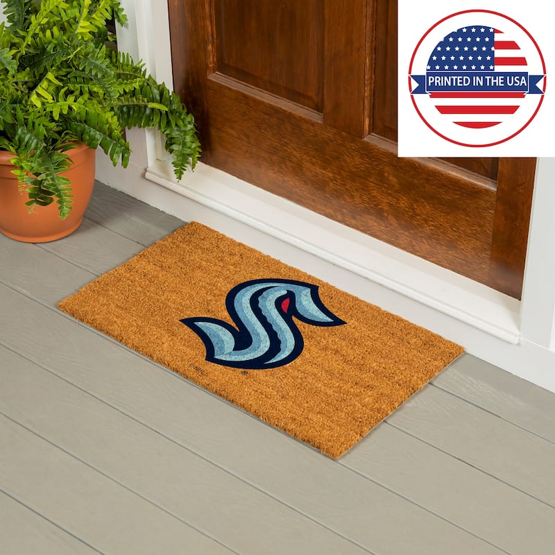 Coir Door Mat, 16"x 28", Seattle Kraken - 28" x 16"