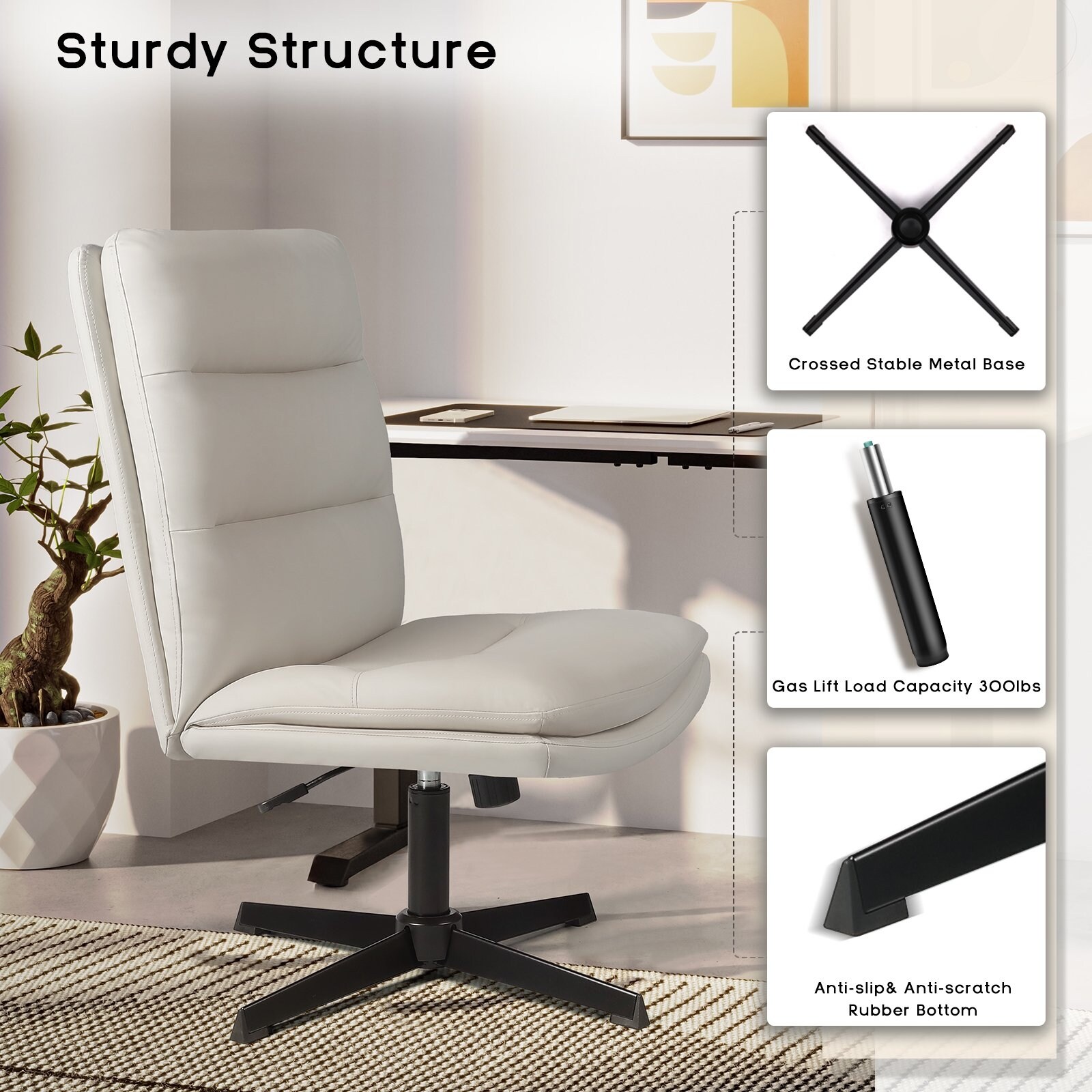 High back desk best sale chair no wheels