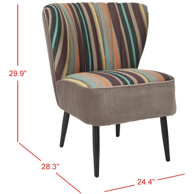 SAFAVIEH Lauryne Mid-Century Rainbow Striped Accent Chair - 24.4" x 28.3" x 29.9" - 24"W x 28"D x 30"H