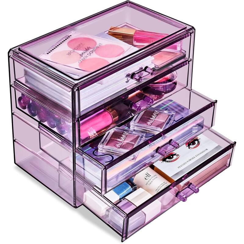 Sorbus Acrylic Cosmetics Makeup and Jewelry Storage Case Display– 4 Large Drawers - 9.25" x 5.375" x 7.875"