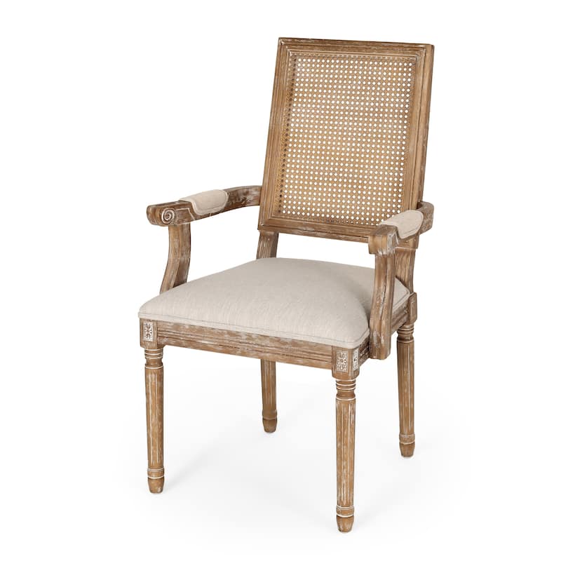 Maria Wood and Cane Upholstered Dining Chair by Christopher Knight Home - 23.75" L x 23.75" W x 39.75" H