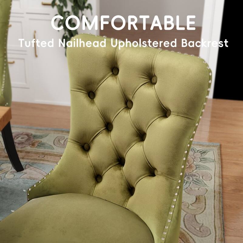 Tufted Naliheads Solid Wood Upholstered Dining Chairs (Set of 4)