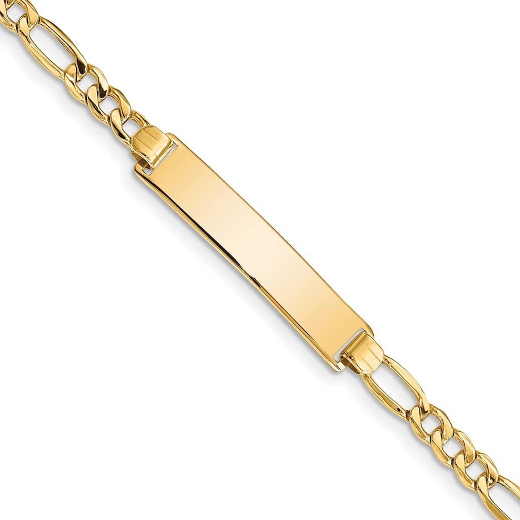 Curata 6.37mm 10k Yellow Gold Engravable Semi solid Figaro Link ID Bracelet