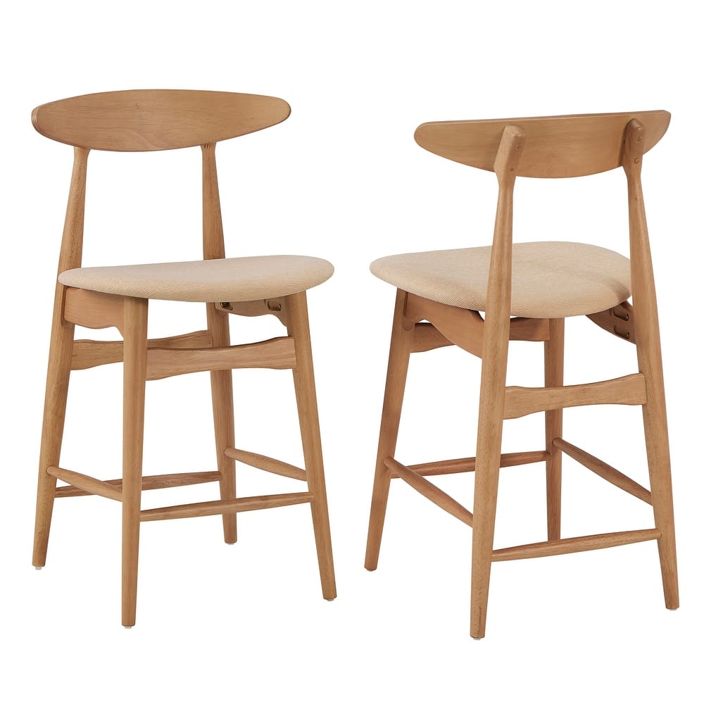 Norwegian Danish Mid-Century Dark Walnut Counter Height Stools (Set of 2) by iNSPIRE Q Modern