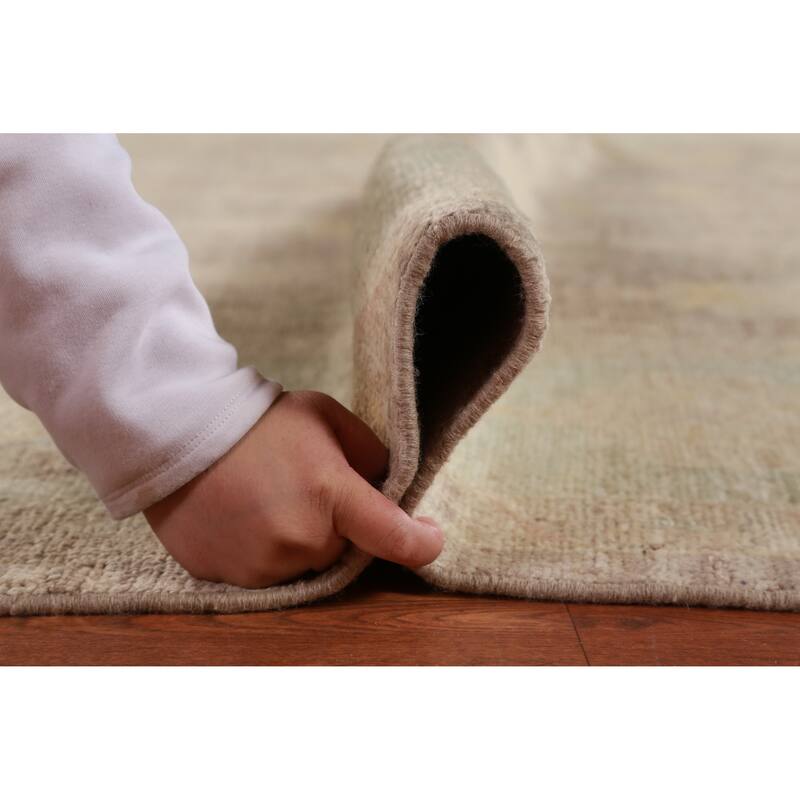 Hand Knotted Oriental 100% Wool Carpet Transitional All-Over Brown Oushak Area Rug - 13' 5'' X 9' 11''