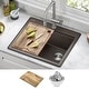 preview thumbnail 71 of 146, KRAUS Bellucci Workstation Topmount Drop-in Granite Kitchen Sink 25" L x 22" W - Metallic Brown
