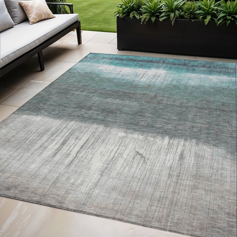 HomeRoots Abstract Transitional Rectangle Outdoor Rug - 5' X 8'