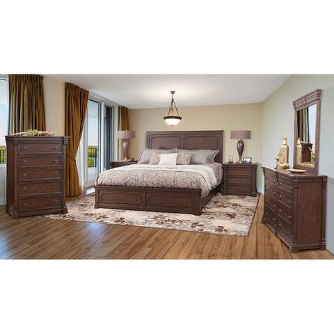 Kendall Traditional Tobacco Brown Wood Sleigh 5-Piece Bedroom Set by Greyson Living