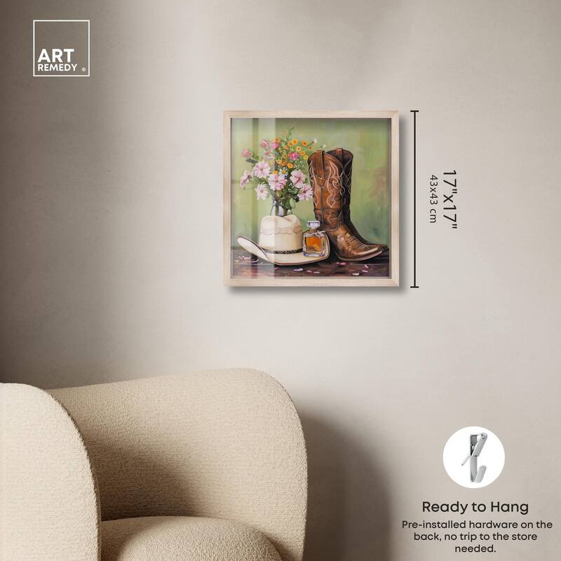 Spring Green Cowboy Necessities Shadowbox by Art Remedy