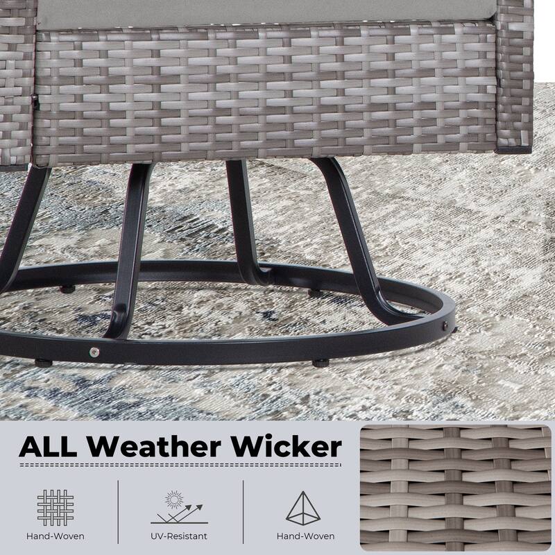 3-Piece Wicker Patio Furniture Set Rattan Swivel Chairs with Coffee Table,Outdoor Seating