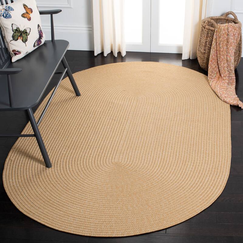 SAFAVIEH Handmade Braided Country Casual Lavada Rug - 3' x 5' Oval - Beige/Tan