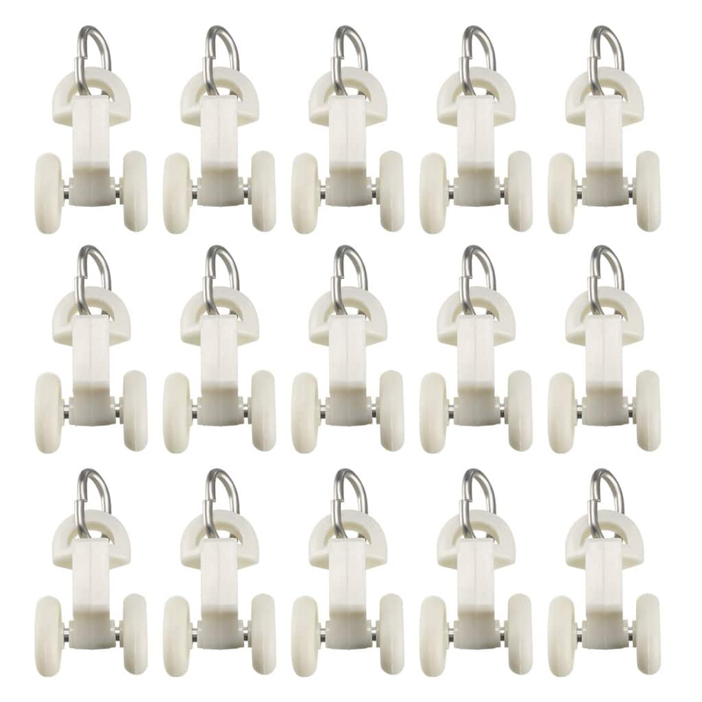 Curtain Track Rollers Plastic Twin Wheeled Carriers 13.5mm Dia 50 Pcs - White
