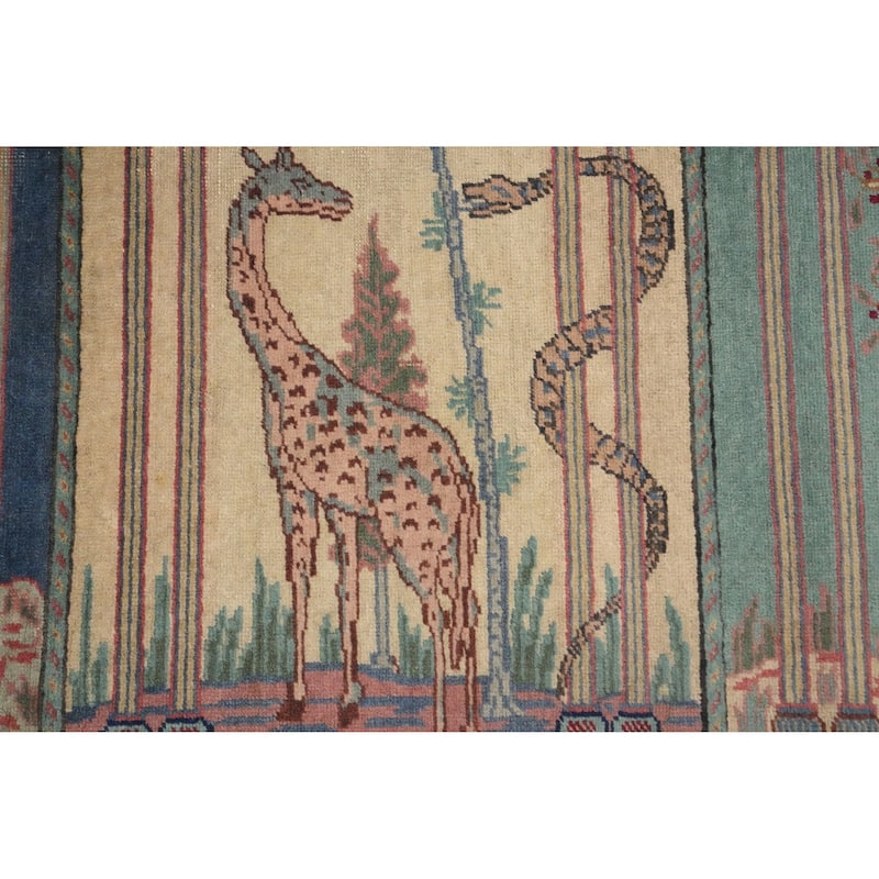 Hand Knotted Oriental 100% Wool Carpet Transitional Geometric Multi-Colored Anatolian Runner Rug - 9' 6'' X 3' 4''