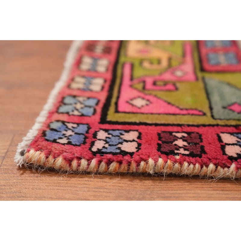 Hand Knotted Oriental 100% Wool Carpet Traditional Geometric Multi-Colored Meshkin Runner Rug - 9' 9'' X 3' 11''