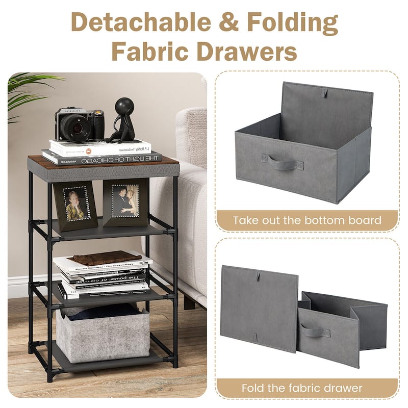 Gymax 2PCS 3 Drawers Dresser Fabric Storage Tower Organizer Unit Tall