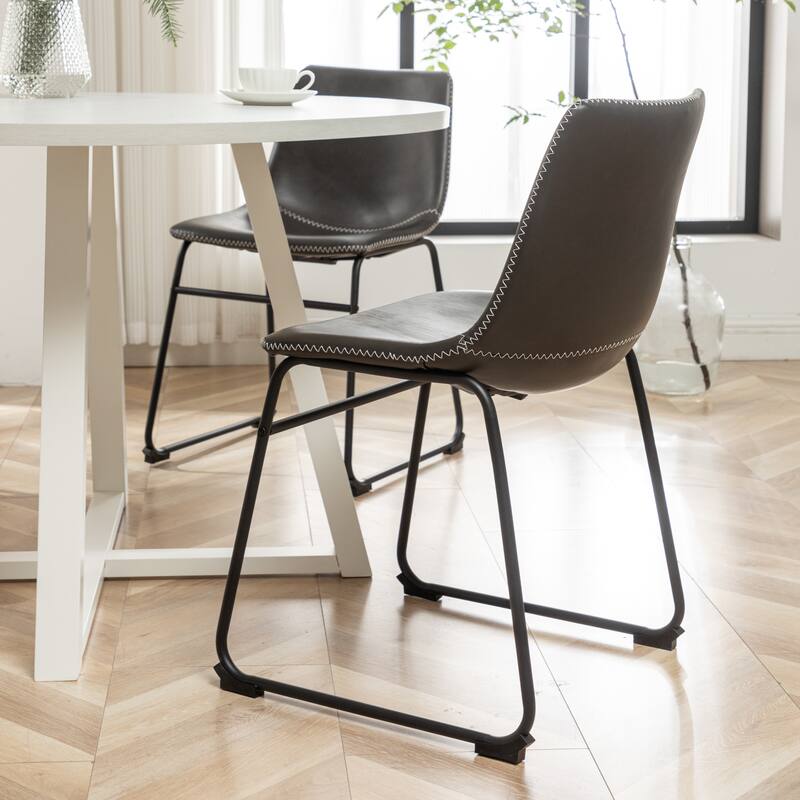Roundhill Furniture Varna 5-Piece Round Dining Set, Trestle Dining Table with 4 Chairs
