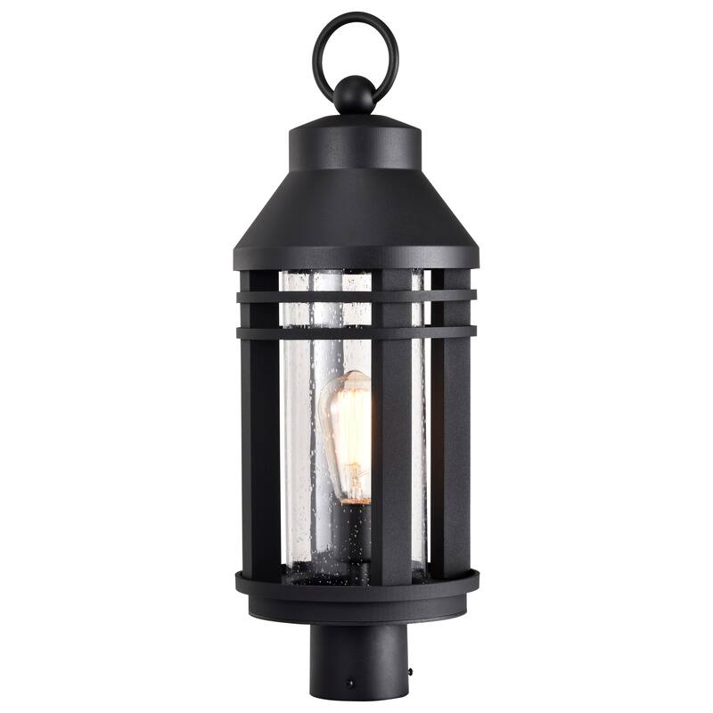 Wilton 1 Light Post Top Matte Black with Clear Seeded Glass